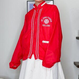 Men's 70's Red Collegiate Nylon Windbreaker